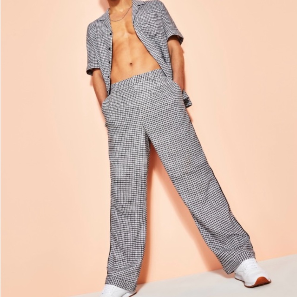 Royalty by Maluma Men's Gingham Pleated Trousers